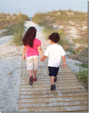 walking on beach
